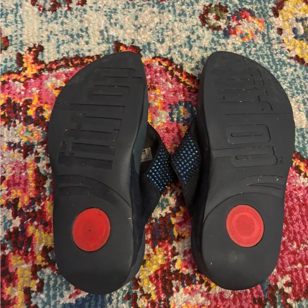 FitFlop Flare Womens Size 7 Blue Casual  Slides Flip Flop Slippers Thong Sandals - Image 5