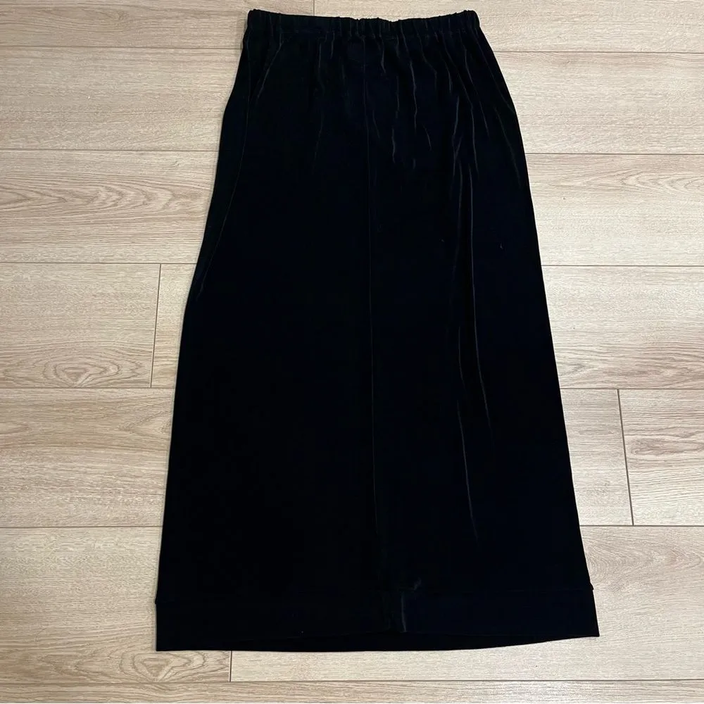 Vintage Flax Black Acetate Pull On Maxi Skirt Size L - Image 5