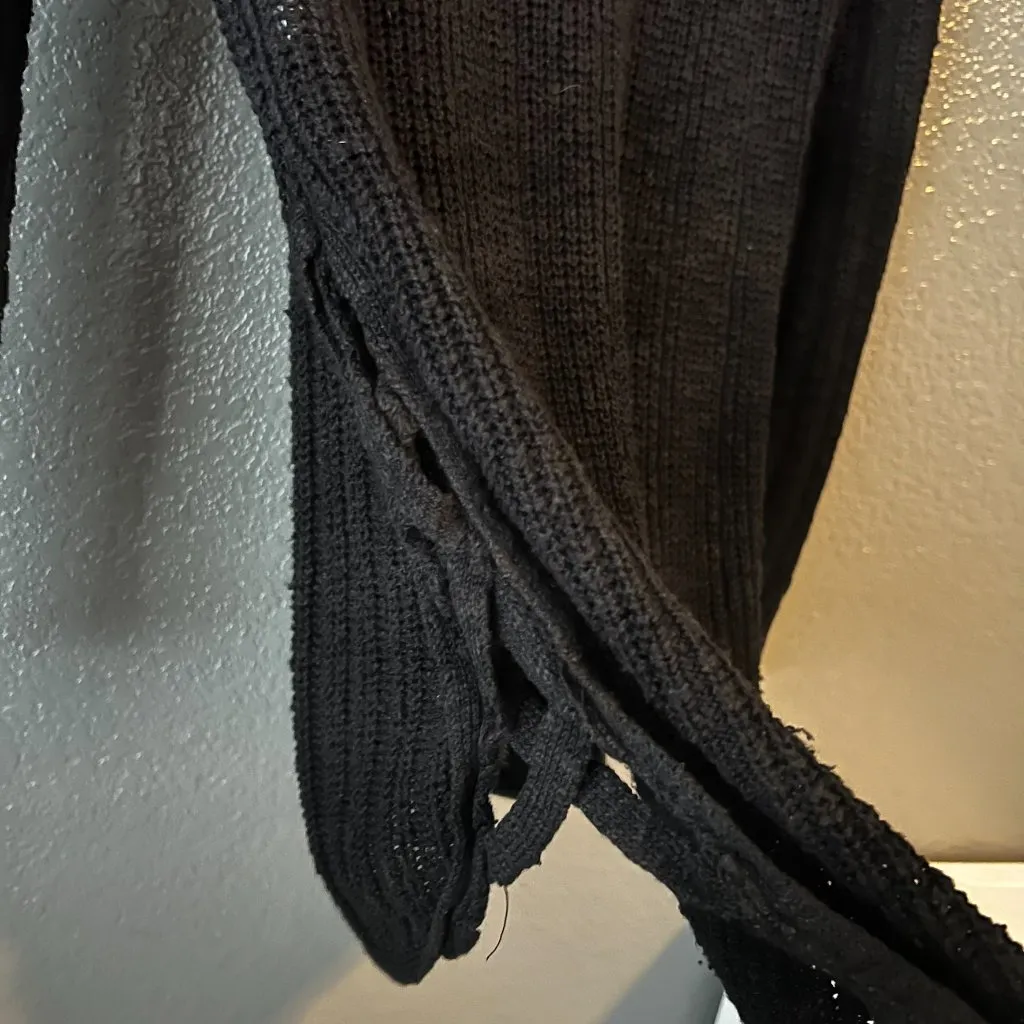 Pink Republic Black Ribbed Knit Sweater Women’s Long Sleeve V-Neck Pullover - Image 2