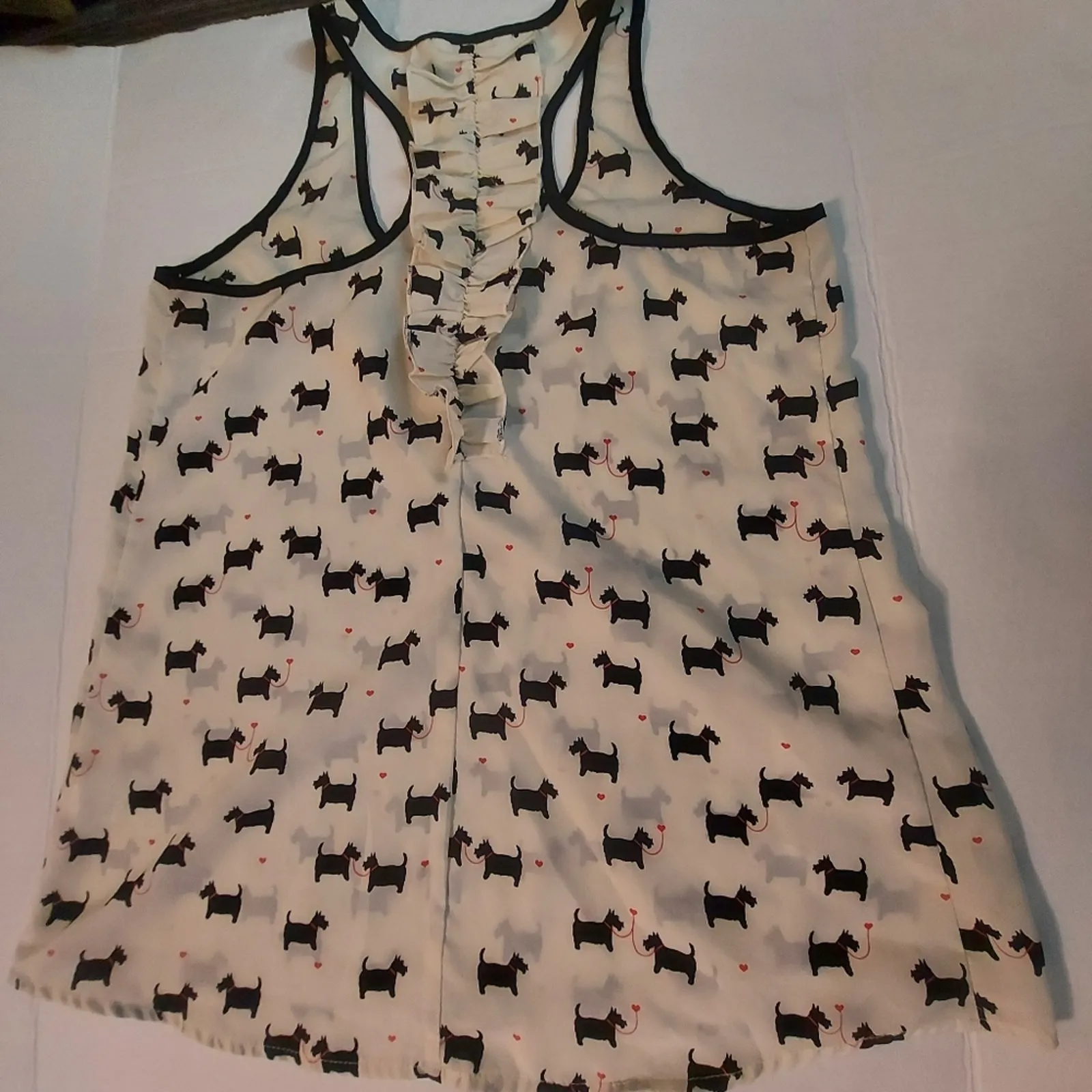 Candie's Scotty Dog Sleeveless Ruffled Racerback Tank S Classic Preppy Coquette - Image 6