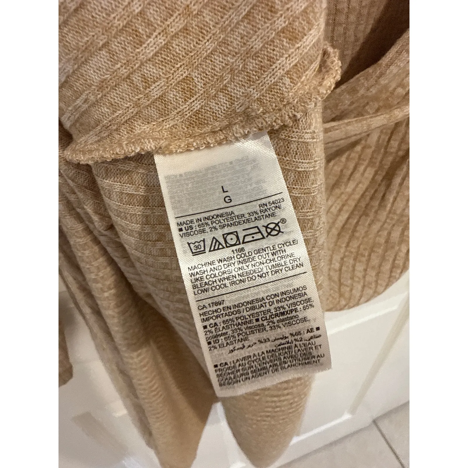 Old Navy Ribbed Knit Dress Long Sleeve Casual Everyday Dress‎ Tan Size L - Image 4