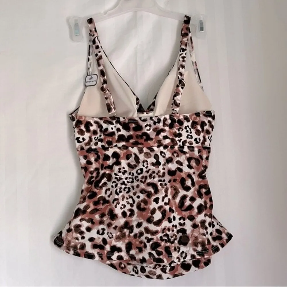 Time And Tru Cheetah Print Knot Tankini Swim Top Women’s Size Small - Image 5
