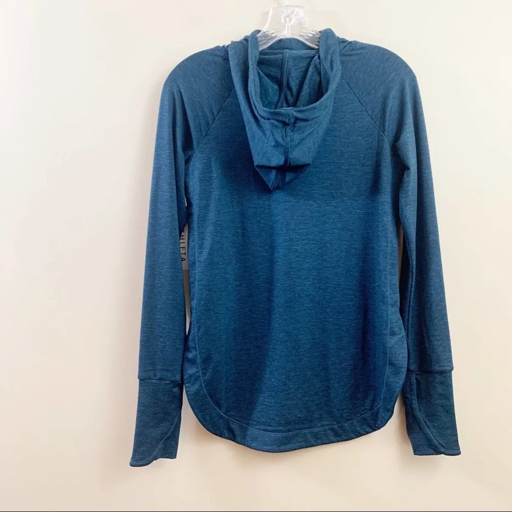 Athleta Uptempo Teal/Black Marled Hoodie Long Sleeve Top - Image 10