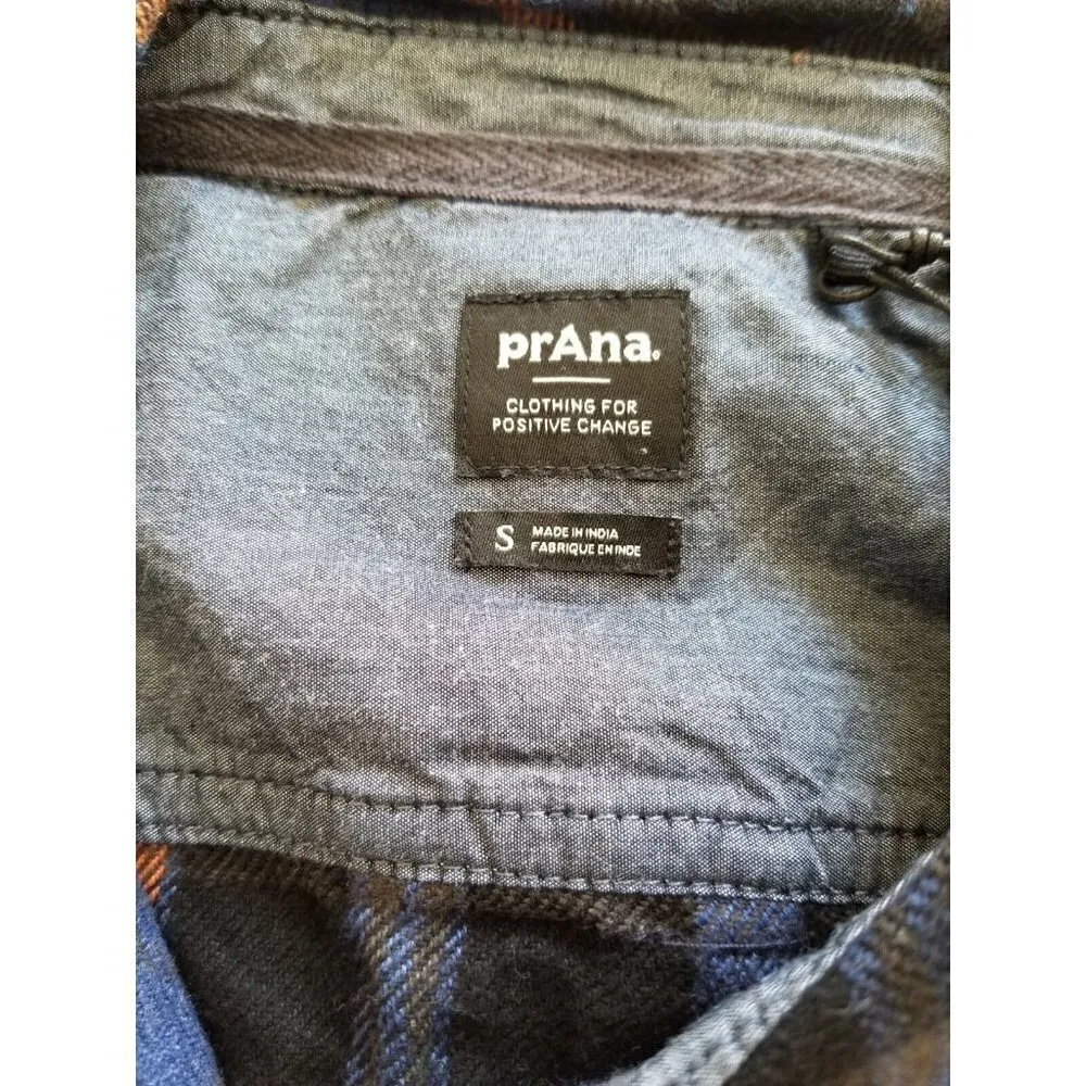 PRANA Women's Golden Canyon Flannel Shirt 100% Organic Cotton Rich Sapphire Sz S - Image 7