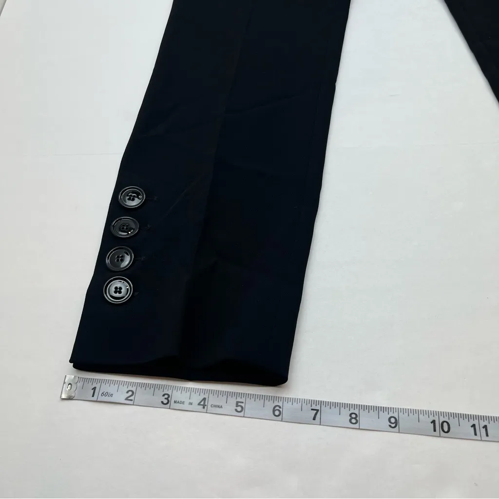 MaxMara Straight Leg Pants Women Size 8 Black Side Buttons Triacetate Polyester - Image 14