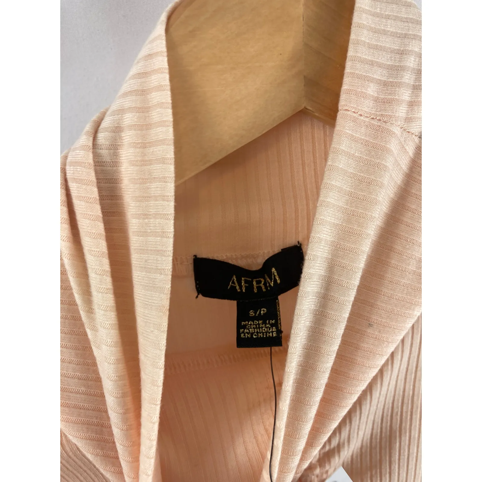 NWT AFRM Ruched Tie long sleeve ribbed top S Orange - Image 3