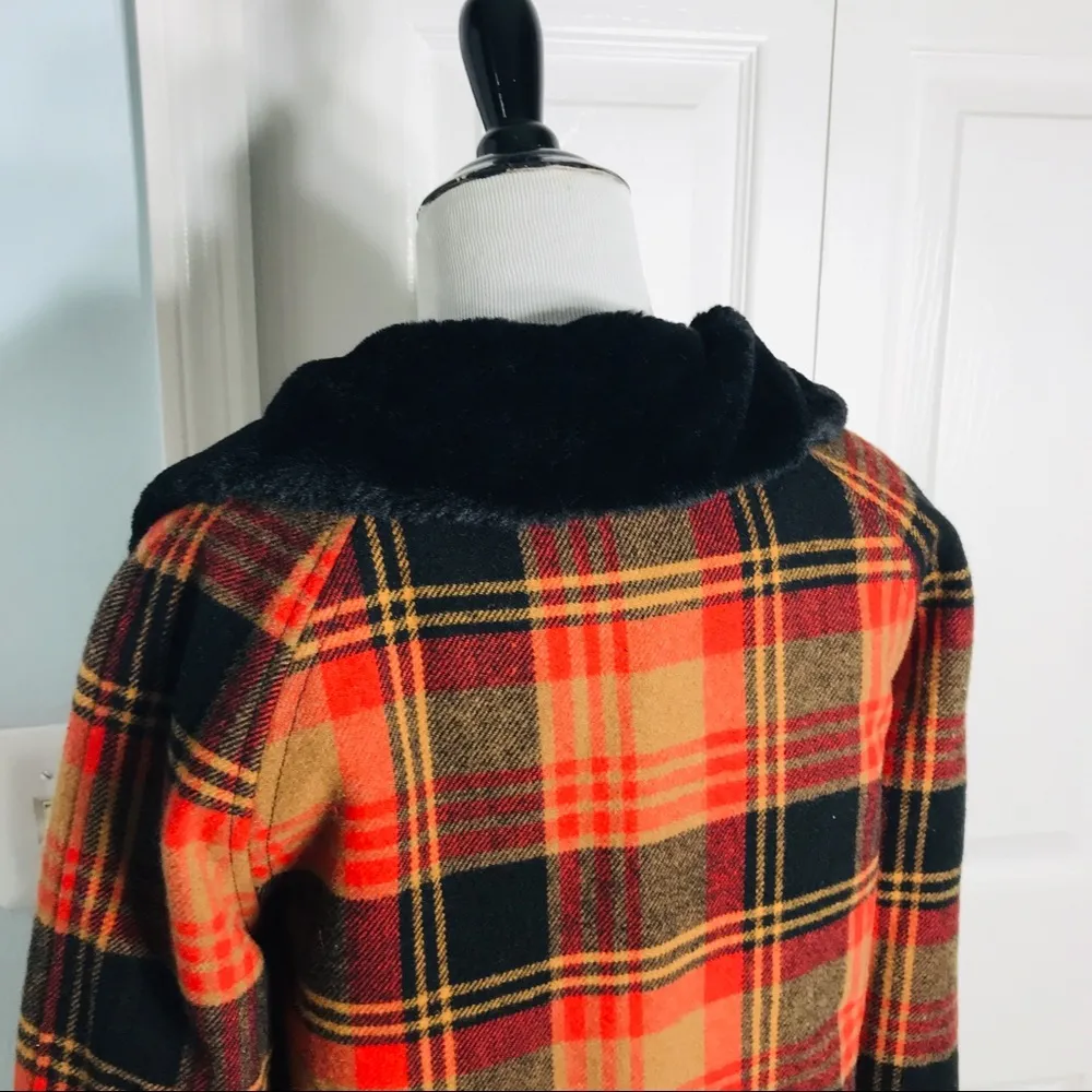 Volcom Stone Row Collection Red Plaid Winter Jacket Women’s Size Small - Image 6