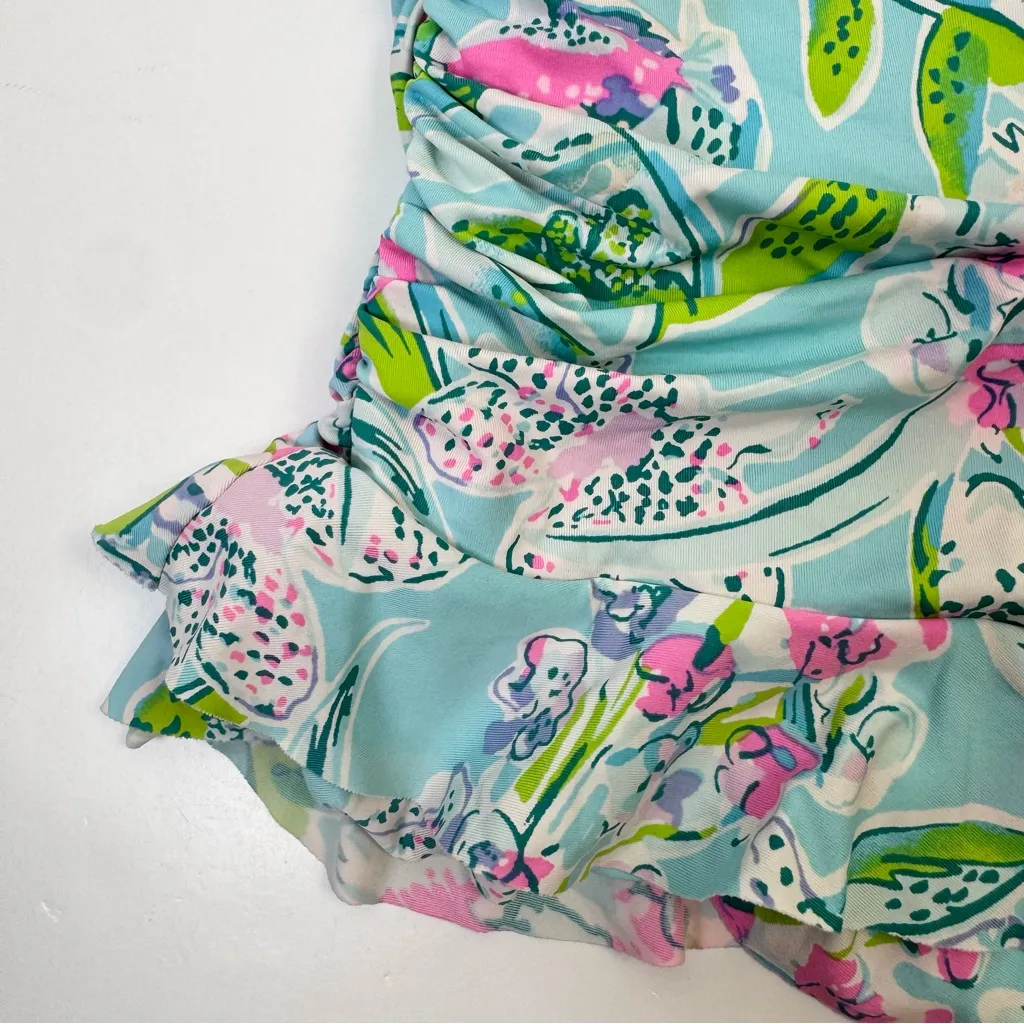 Lilly Pulitzer Carmen Ruffle Tankini Top Bali Blue Sway This Way 8 Blue Pink - Image 6