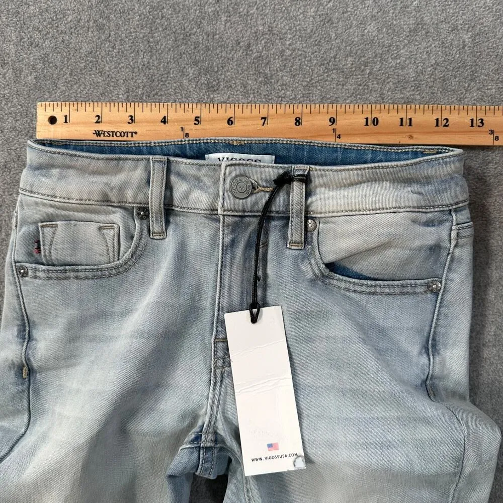 Vigoss Marley Mid Rise Skinny Jeans Light Wash Womens 24 Ripped Knees Distressed - Image 6