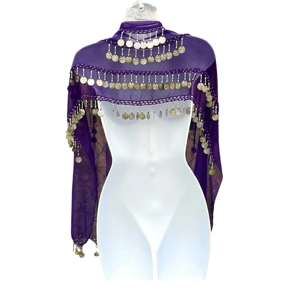 Purple belly dancer coin scarf - Image 2