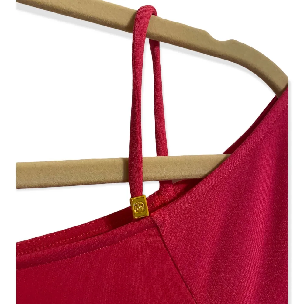 Michael Michael Kors Hot Pink Cold Shoulder Short Sleeve Blouse Size Small - Image 2