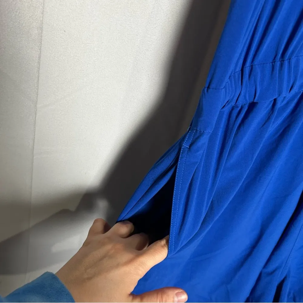 Girlfriend Collective Blue Varsity Stretch Woven Sleeveless Romper Plus Size 4XL - Image 7