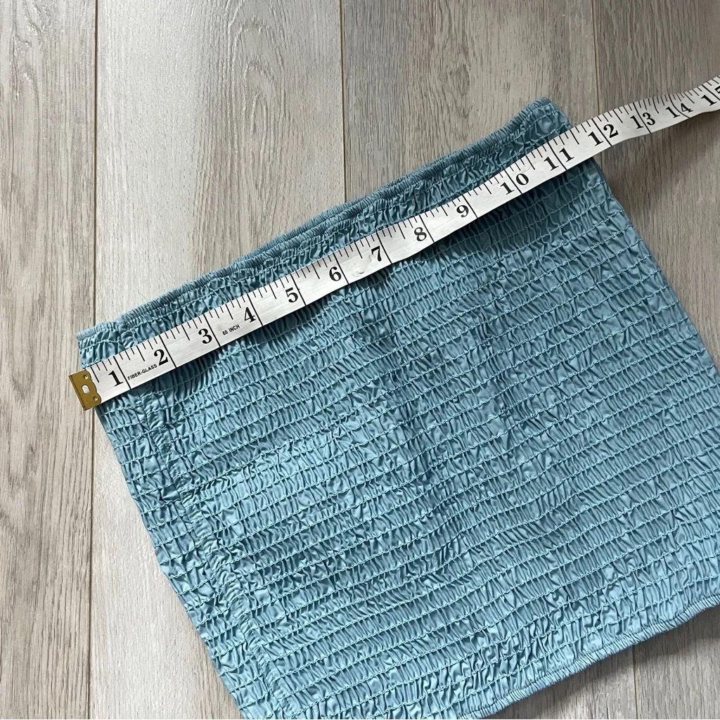 Donni Tube Top cotton smocked strapless crop pop womens Blue (small) - Image 4