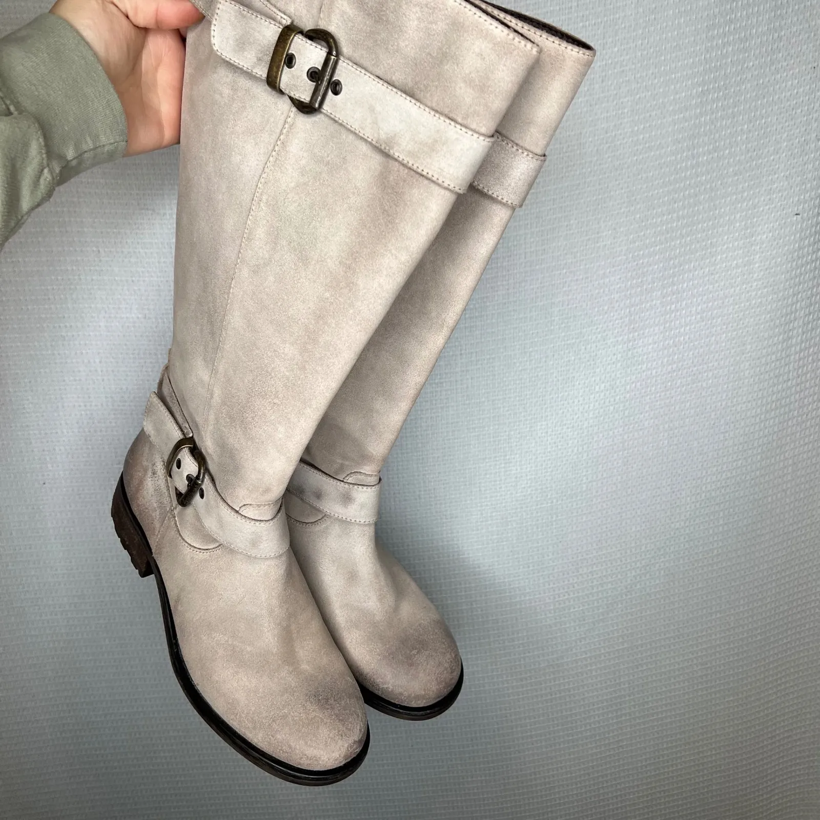 Lane Bryant Wide Calf Womens Tall Riding Boots Side Zip Grey Suede Size 11W - Image 2