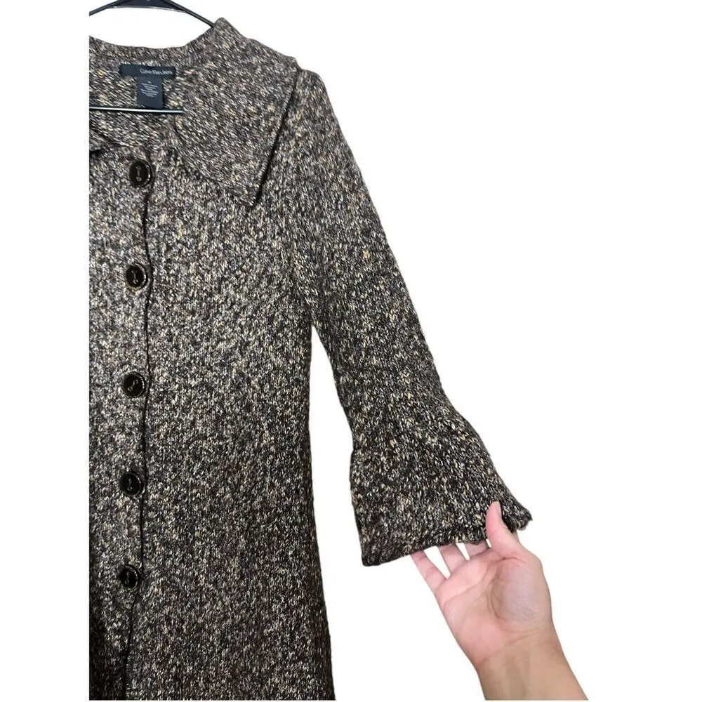 Calvin‎ Klein Jeans Brown Long Line Cardigan Sweater Dress Size M - Image 9