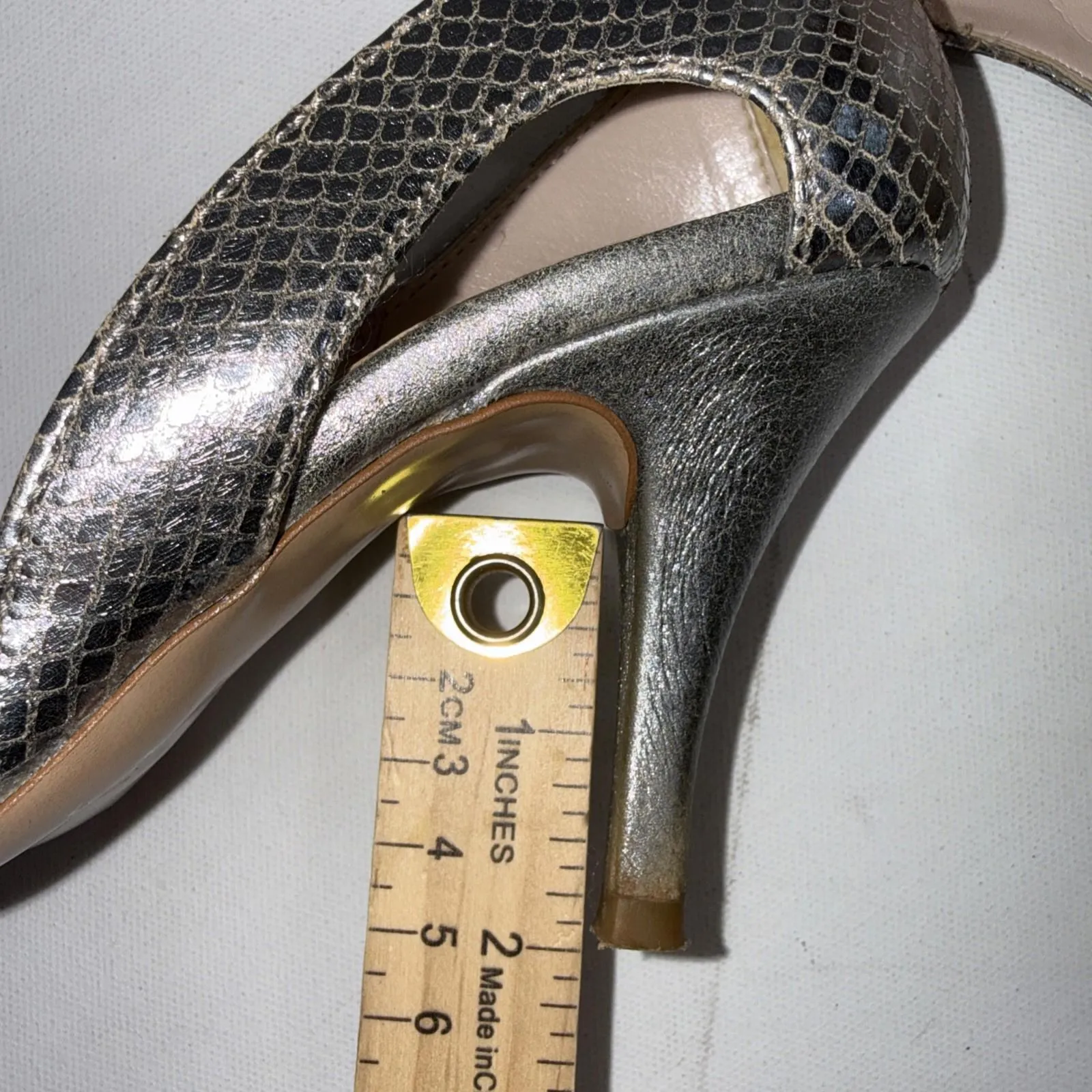 VTG ELIANA BUCCI VERA PELLE Silver Metallic Leather Point Toe Classic Pumps 36 - Image 14