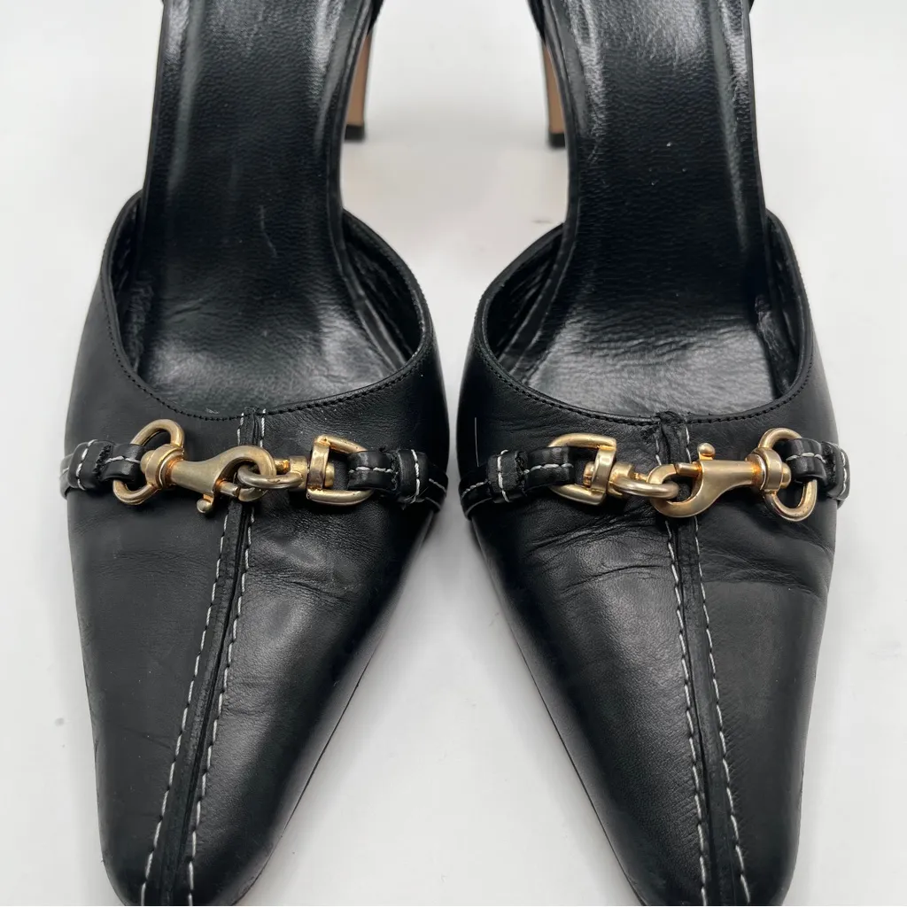 Vintage Coach Y2K leather heel with the iconic horsebit hardware size 8 black - Image 5