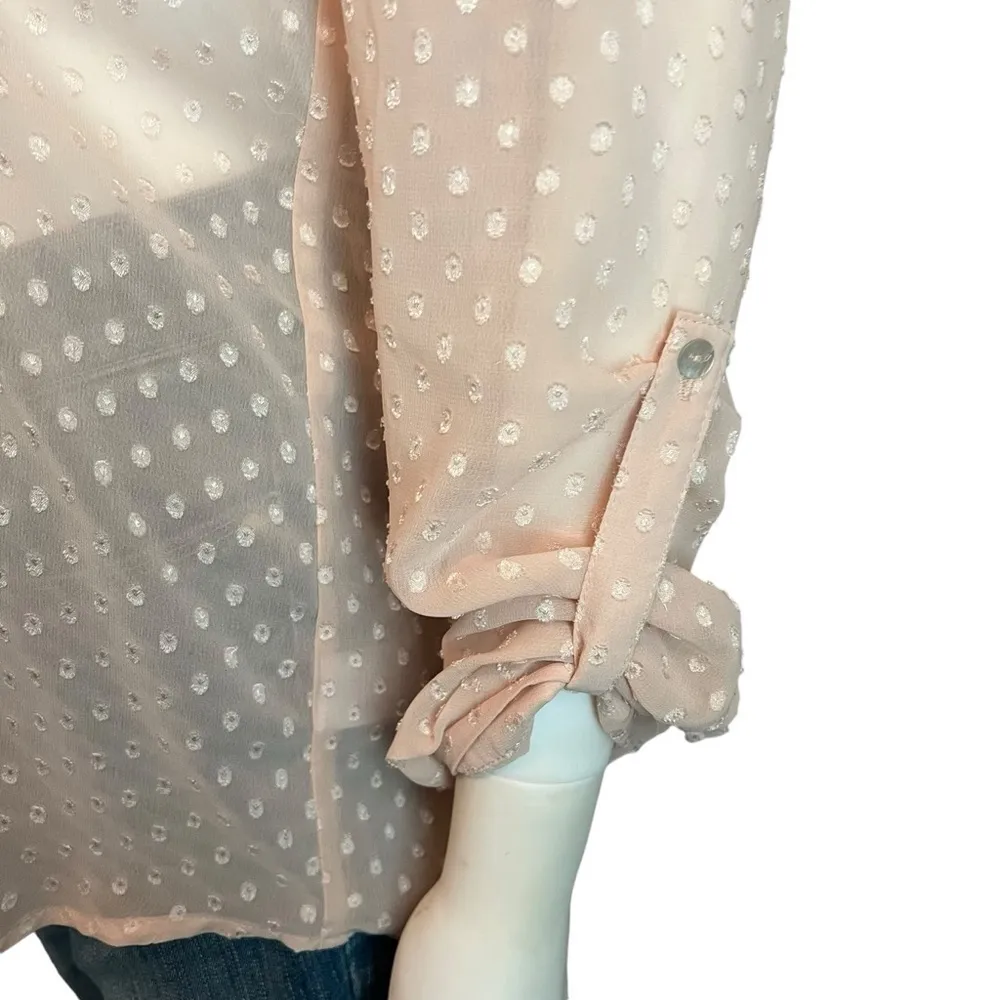Anthropologie Daniel Rainn Lace Sheer Polka Dot Blouse Boho Coquette Cottage S - Image 4