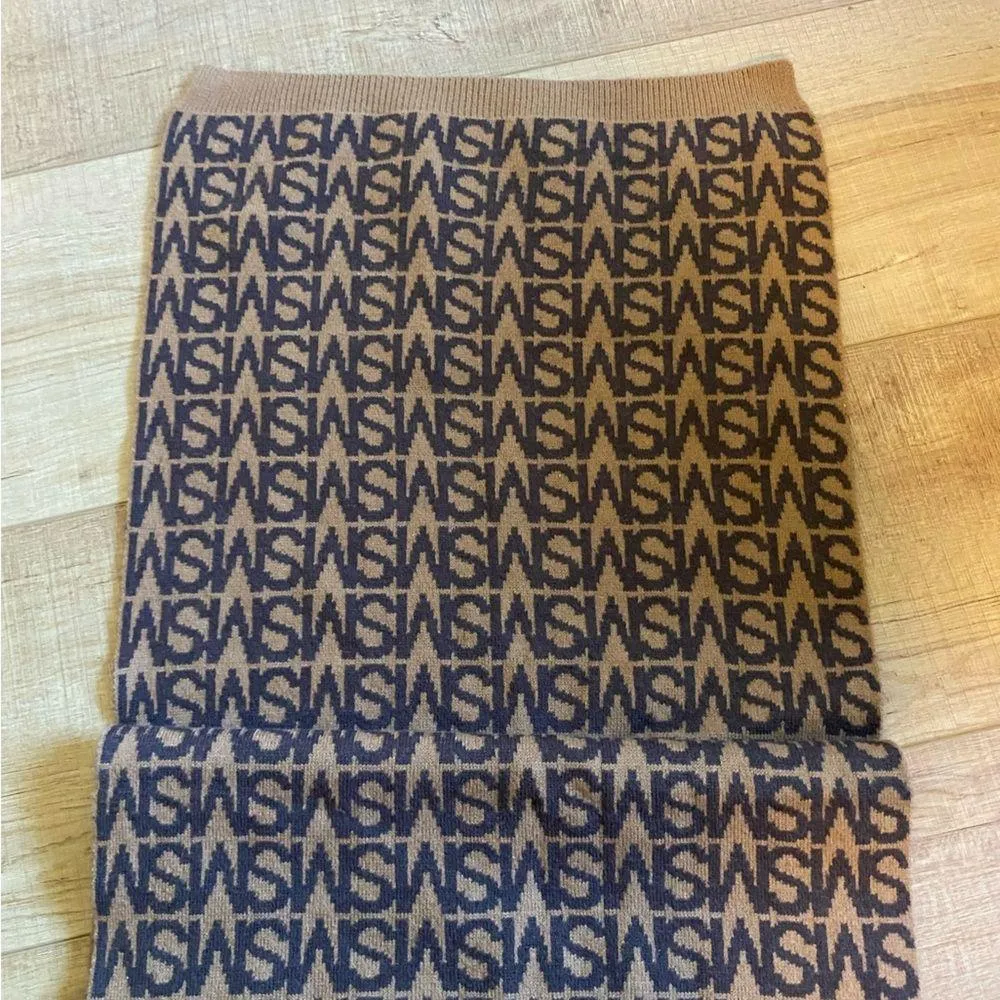 Steven Madden Winter Logo Scarf acrylic blend brown neutral - Image 4