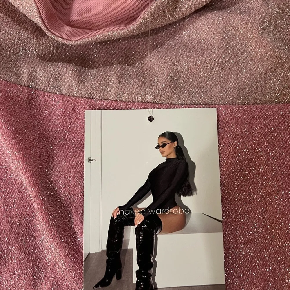 naked wardrobe Pink Sparkly One Shoulder Mini Dress Size XS - Image 5