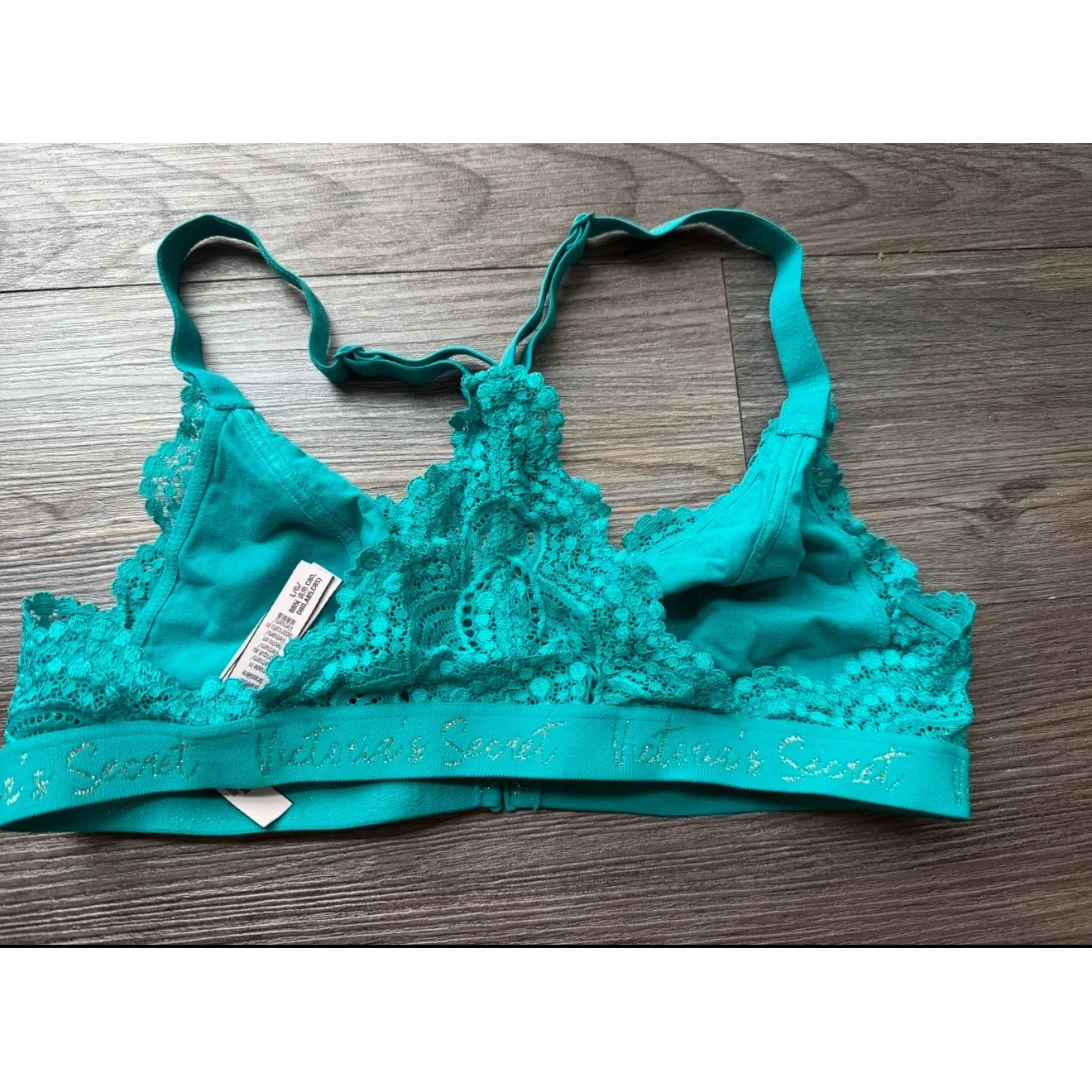 Victoria's Secret‎ Lace Bralette Front Closure Teal Green Bra Size L - Image 4