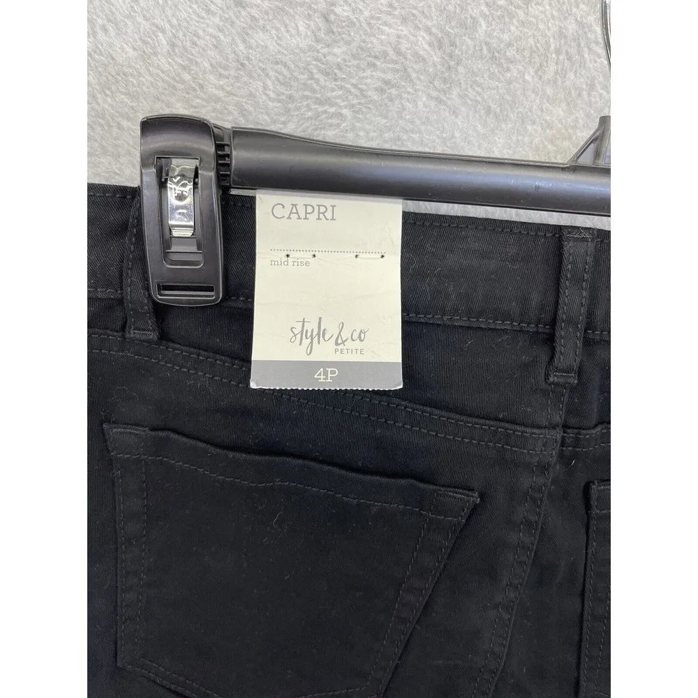 Style & Co Women's Capri Pants Solid Black Cuffed Size 4 Petite Curvy - Image 7