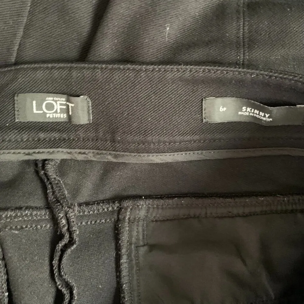 Ann Taylor LOFT Skinny Jeggings Denim Leggings 6P Black Mid Rise Zipper Pockets - Image 5