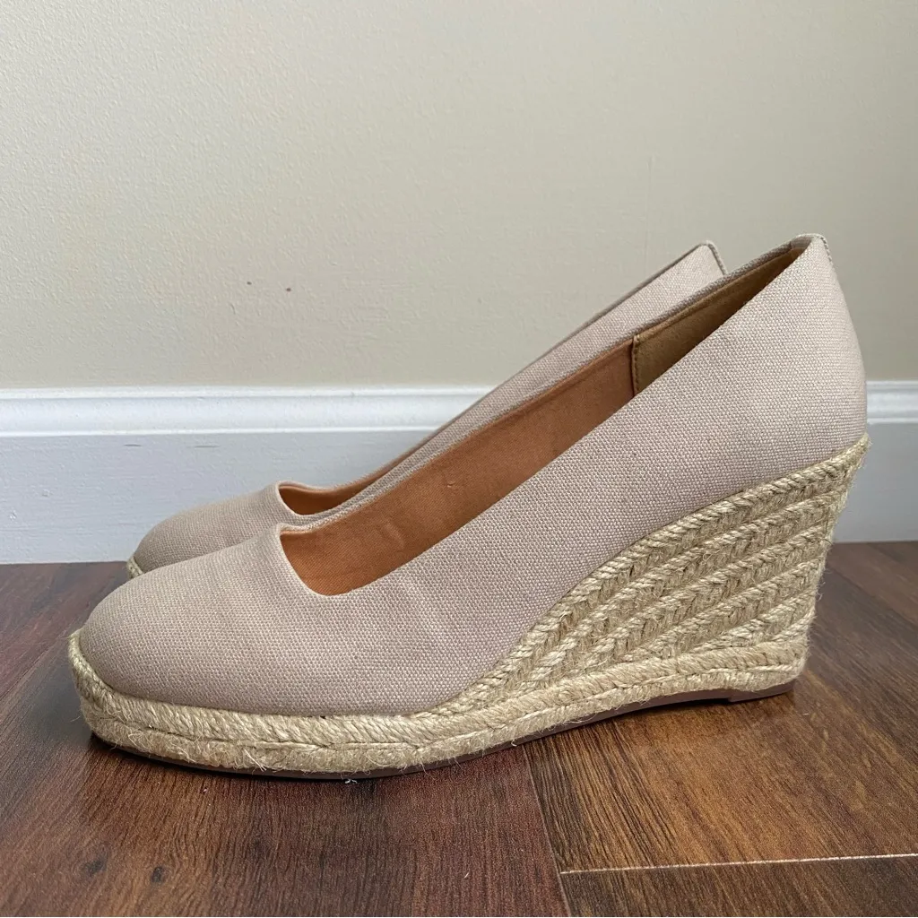 J. Crew Espadrilles Flax Color Jute Heels Canvas Style AL003 - Image 3