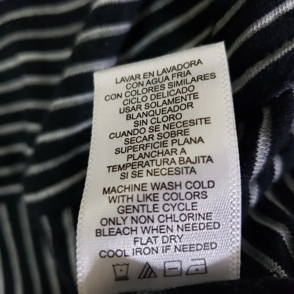 DEREK LAMB Small Black, White Stripe Knit, Cowl Neckline, Drop Waist Dress - Image 8