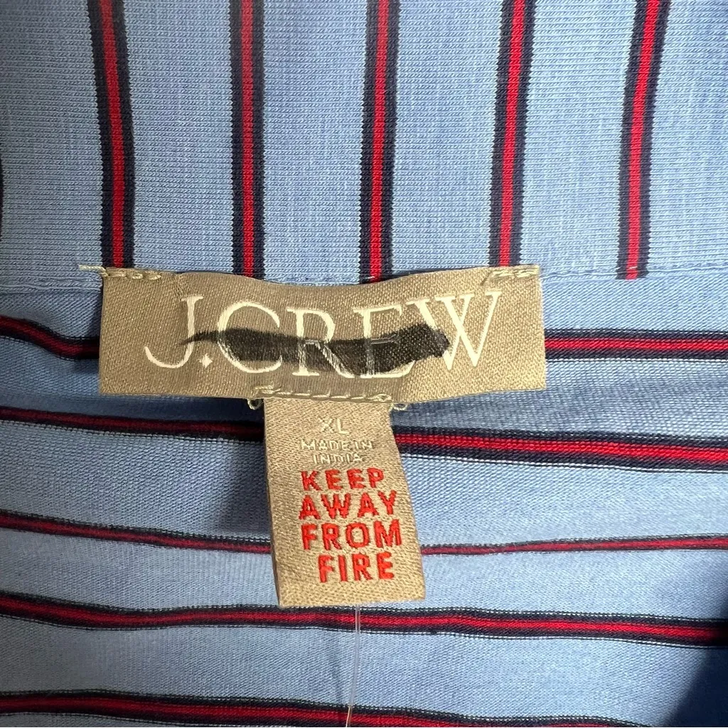 J. Crew Dreamy cotton-blend Pajama Pant Set in Blue Red Stripe Size XL NWT - Image 13