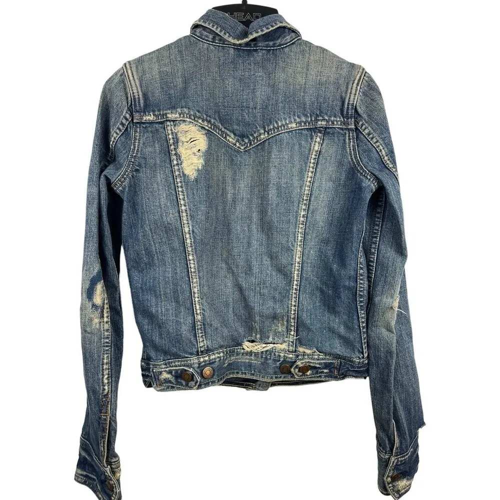 Abercrombie & Fitch Denim Highly Distressed Grunge Y2K Look Jacket Sz S - Image 2