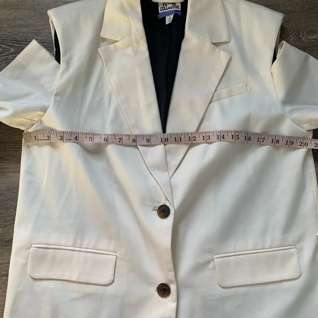 Future Collective Cream Cutout Blazer S White - Image 7