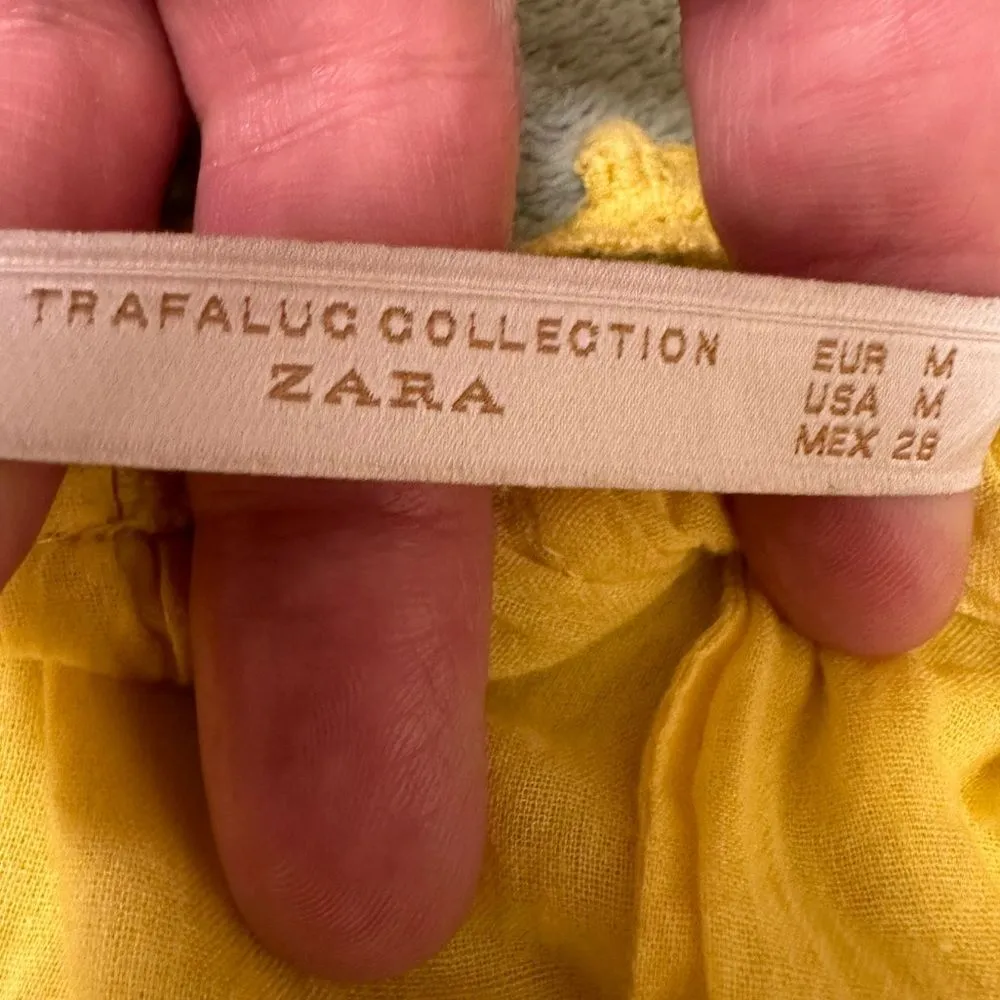 Zara Trafaluc Collection yellow embroidered openwork mini dress - Image 6