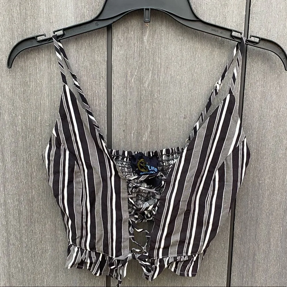 Blue‎ Life Striped Crop Top - Image 2