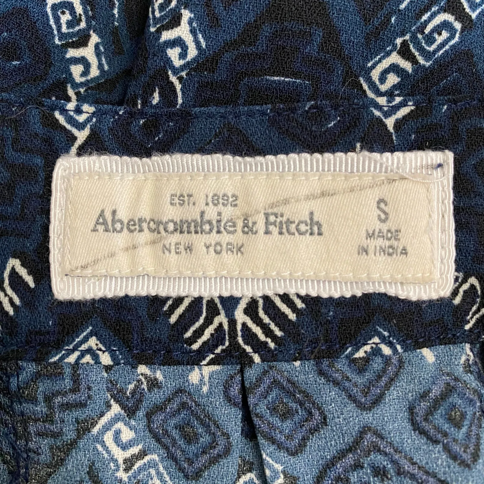 Abercrombie & Fitch Geometric Tie Belt Mini Skirt‎ Womens Size S Blue Cream - Image 2