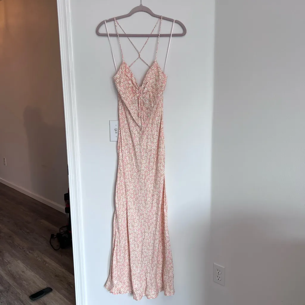 NWT zara rose pink satin strappy‎ maxi slip dress open back - Image 6