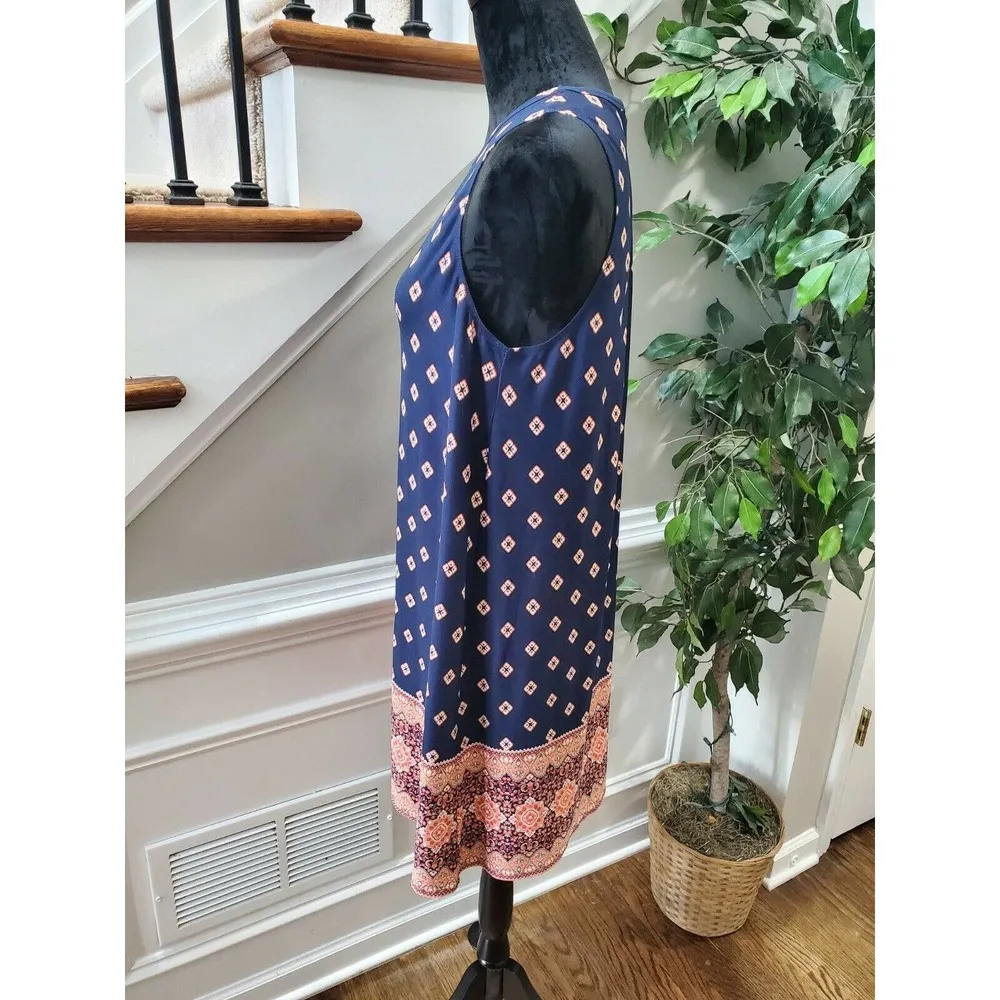 Nine Britton Women Blue Polyester Sleeveless Round Neck Knee Length Dress Size L - Image 6