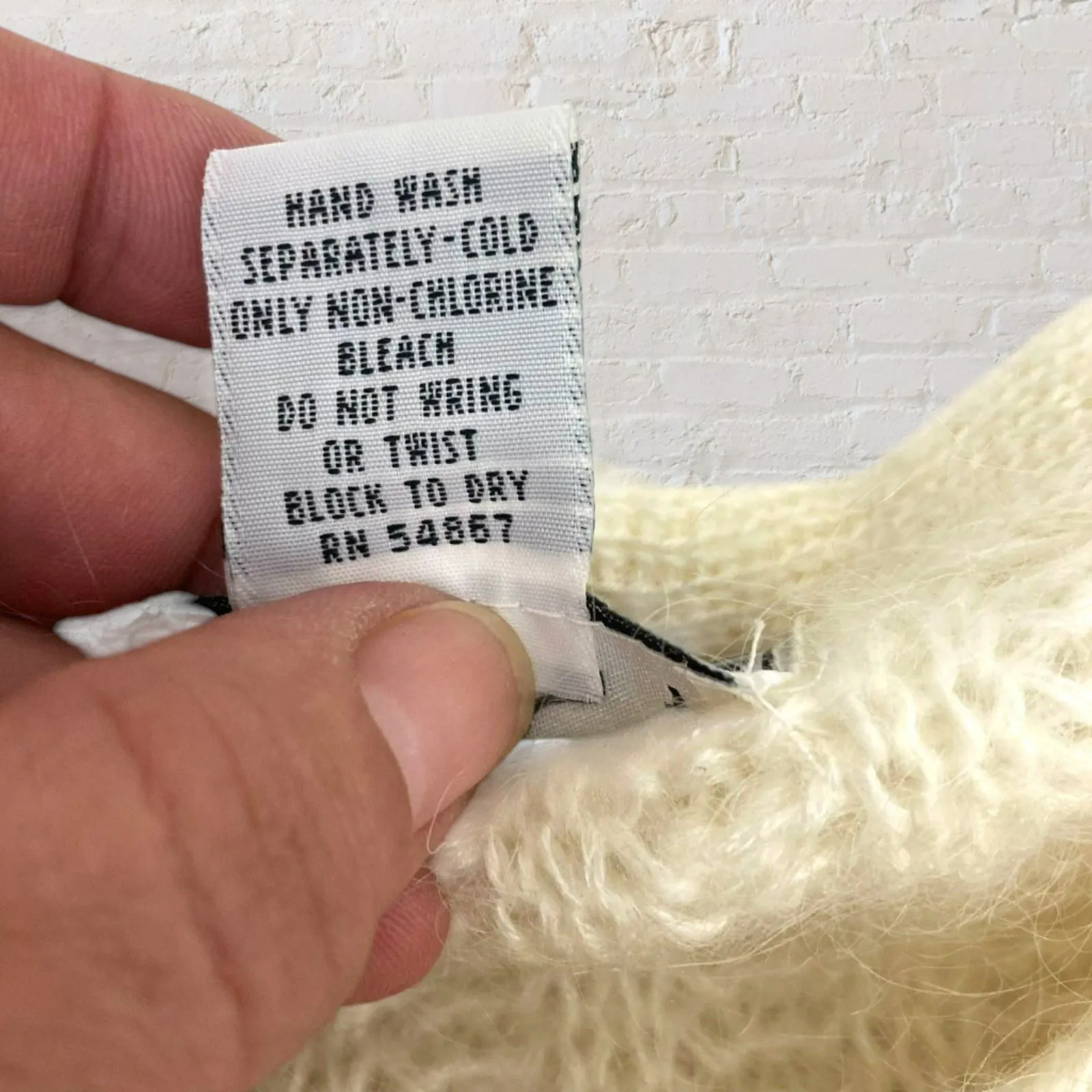 Express Tricot Vintage Mohair Cardigan Cream Fuzzy Knit Hong Kong 90s M Size M - Image 14