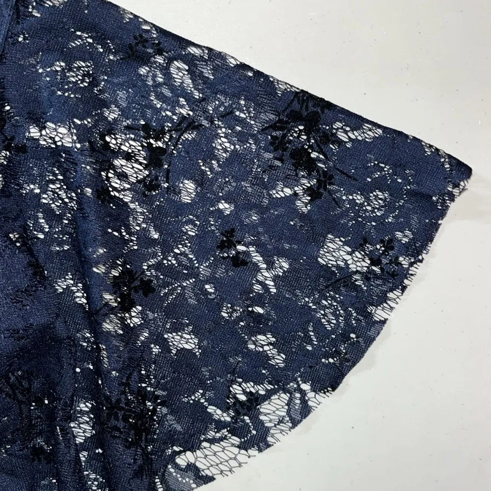 Lane Bryant NWT Sz 26 Blue Lace - Black Floral Flocked Velvet Dress w/ Tie Belt - Image 6