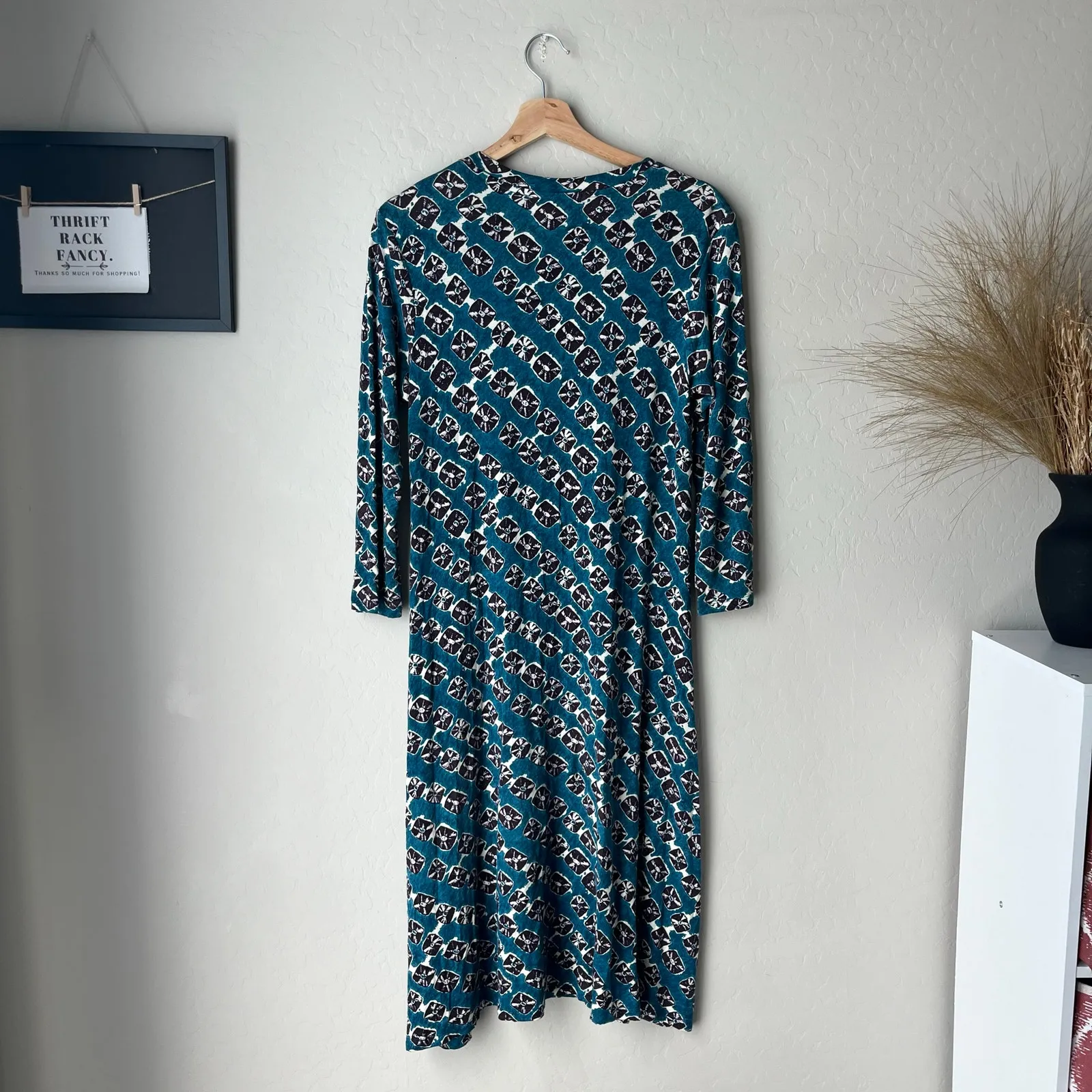 Samantha Sung Dress Long Sleeve‎ Graphic Print Knee Length Minidress Blue Size 8 - Image 5