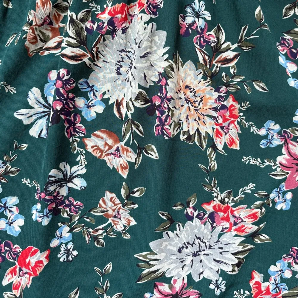 A New Day Women’s Green Floral Button Down Fit & Flare Dress Size Medium - Image 4