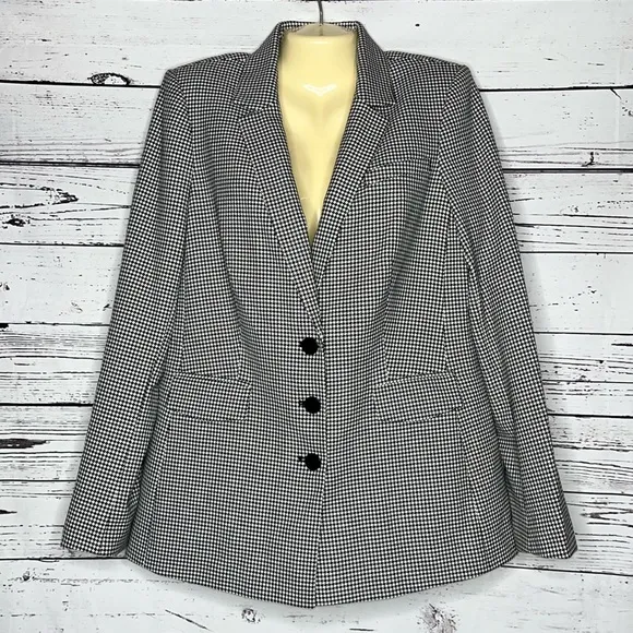 Karl Lagerfeld NWT Size 14 Black & White Houndstooth Print Blazer Jacket - Image 1