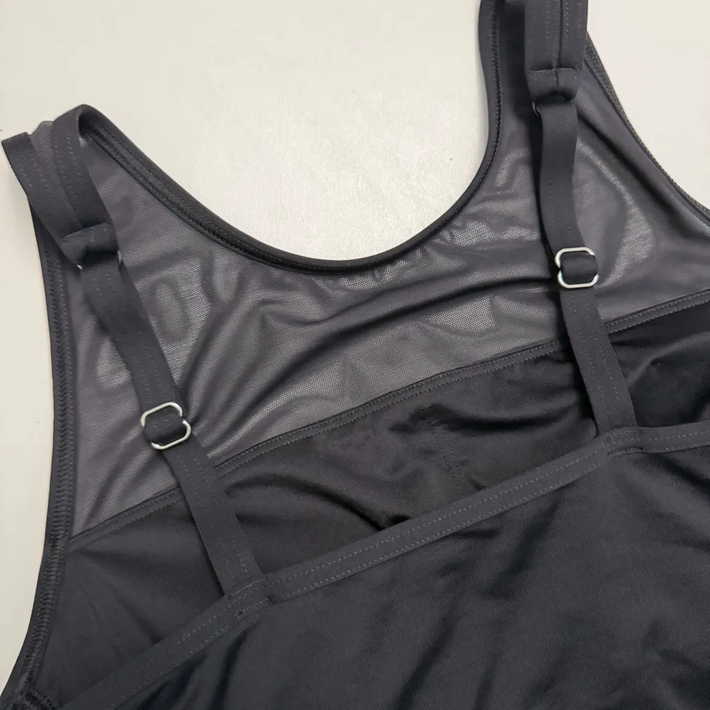 Lands End Tankini Swim Top Illusion Shelf Bra Light Padded Slimming Tech Black - Image 5