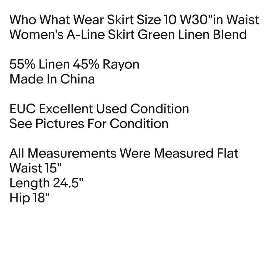 Who What Wear Skirt Size 10 W30"in Waist Women's A-Line Skirt Green Linen Blend - Image 2