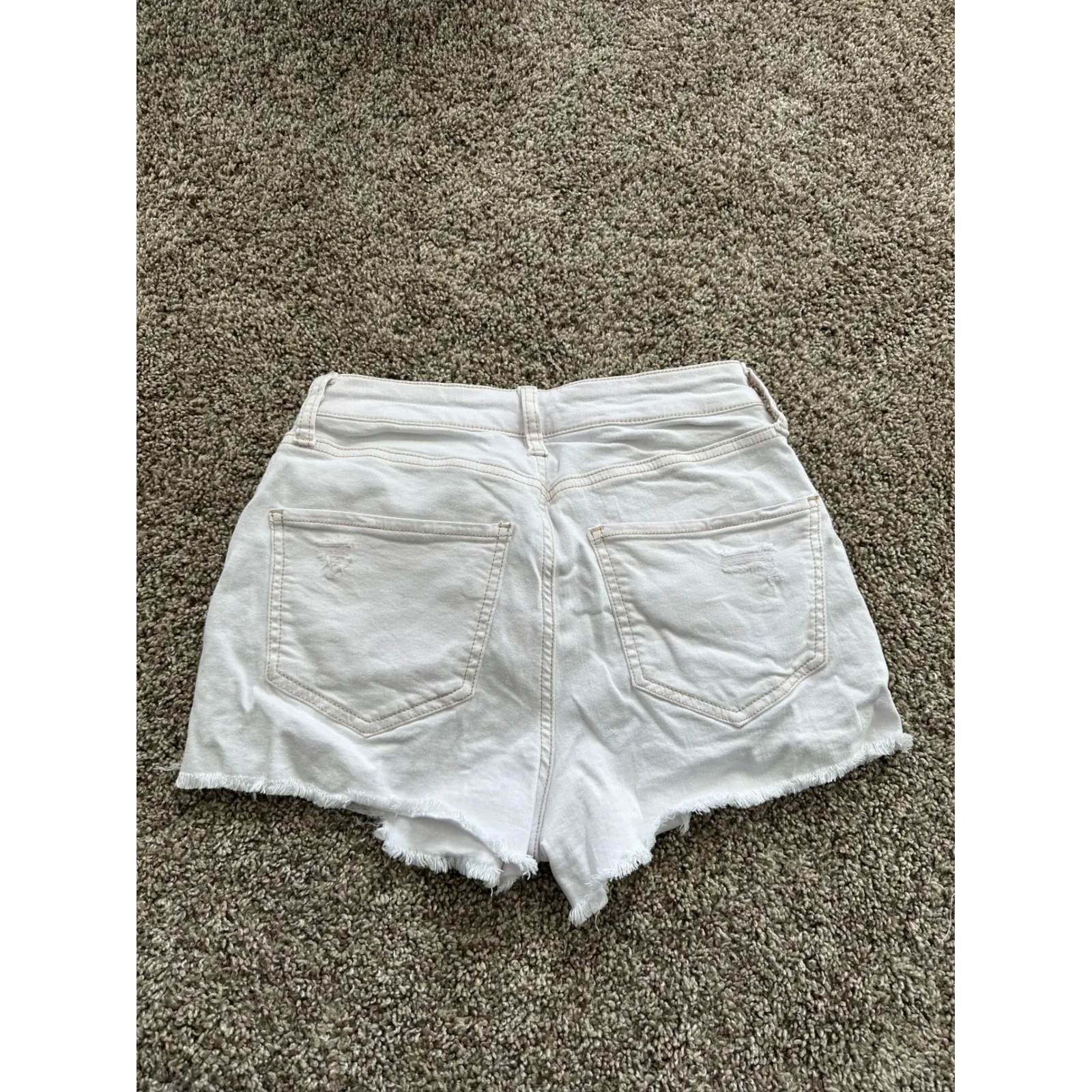 SO Goods‎ For Life White Denim High Rise Distressed Frayed Hem Shorts - Image 3