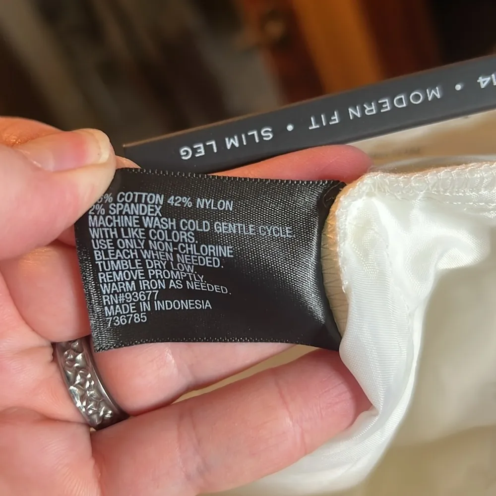 Worthington Modern Fit Crop Pant White Cotton Blend Stretch Casual Size 14 NWT - Image 7