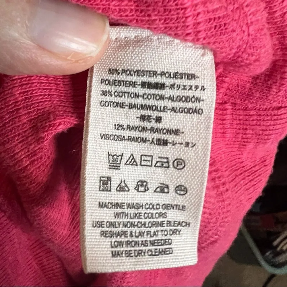 Free People Palisades Off Shoulder Knit Top Red Long Sleeve‎ Boho Size Small - Image 9