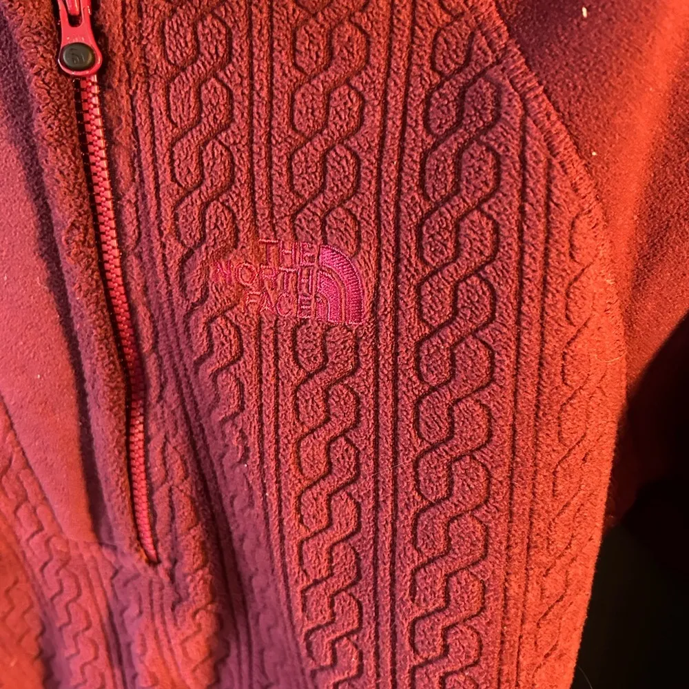 The North Face Women's Red/Pink Quarter Zip Fleece Pullover, Size Small - Image 2