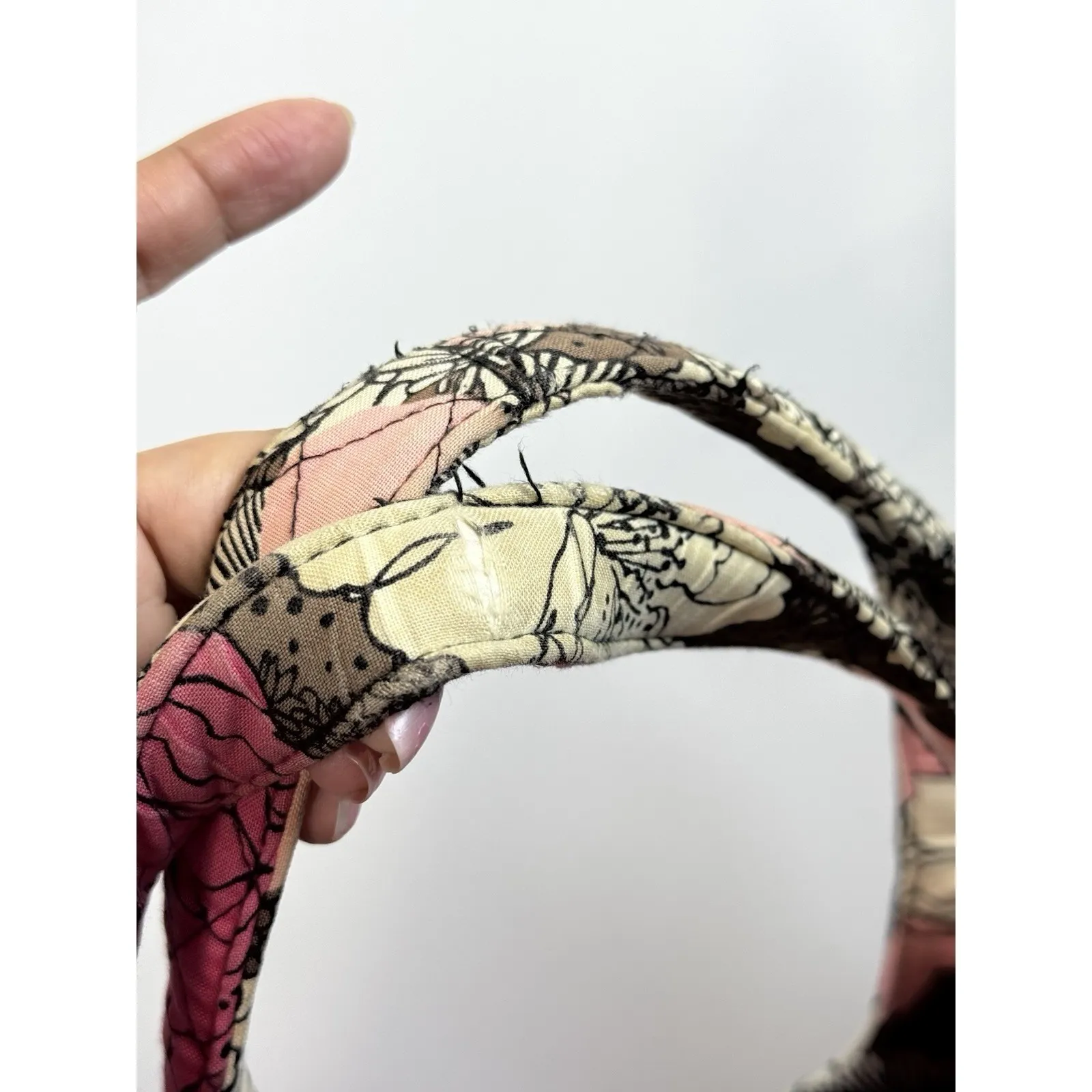 Vera Bradley Quilted Floral Shoulder‎ Bag Pink Brown White Tote Purse - Image 6