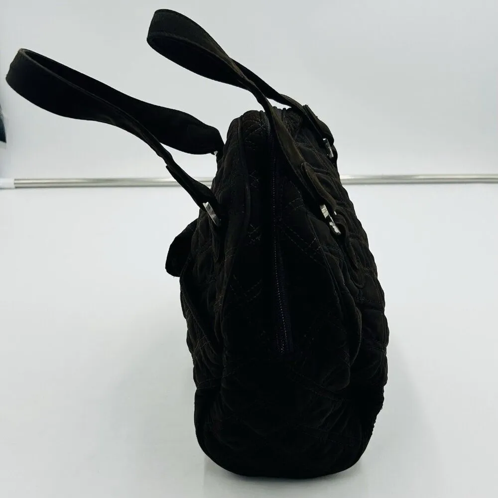 Vera Bradley Solid Brown Quilted Bowler Bag Purse 9" x 10" - Image 6